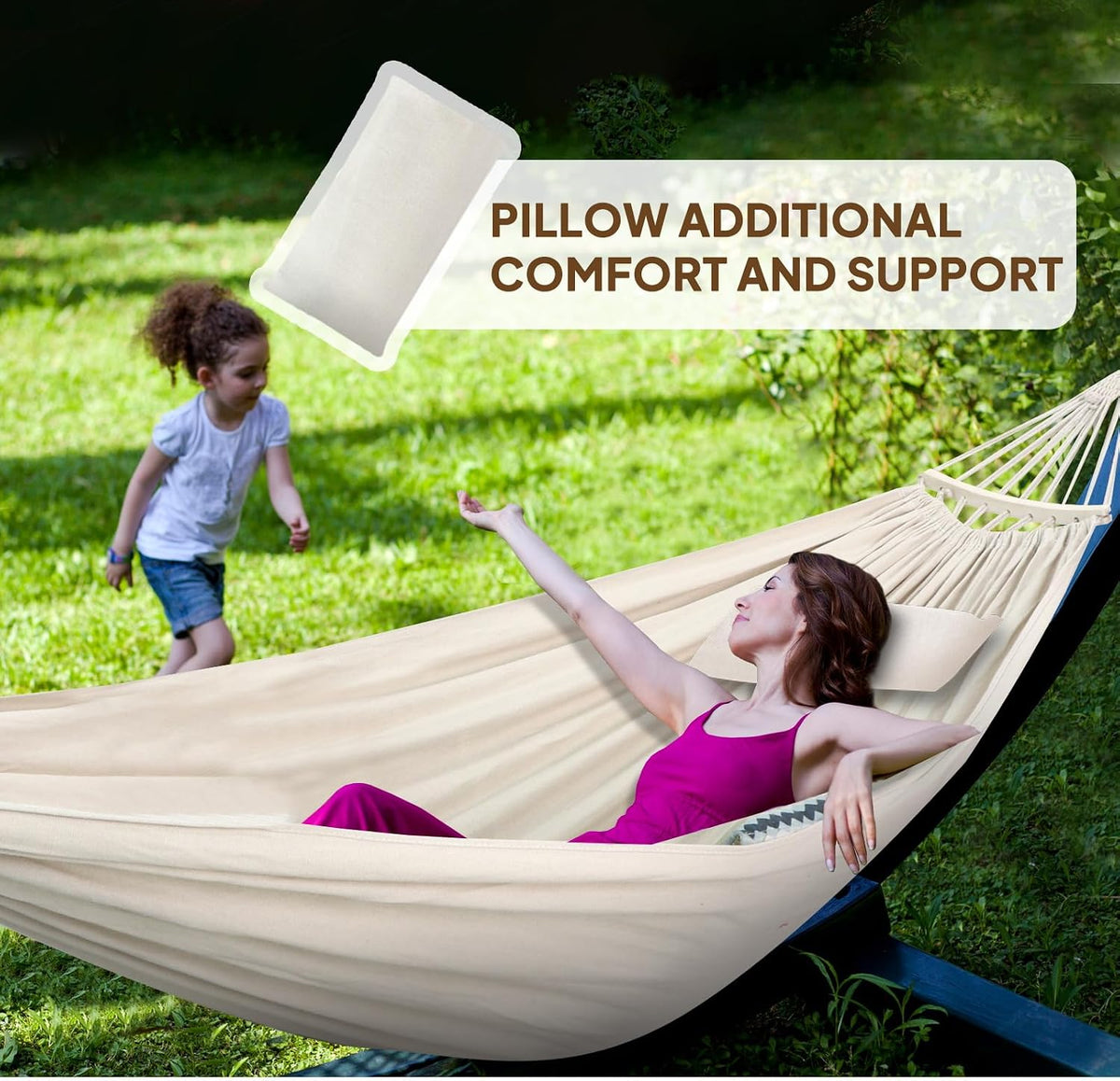 Chihee Cotton Hammock 8.9x4.9ft Holds Up to 660lbs Prevents Side-Tipping