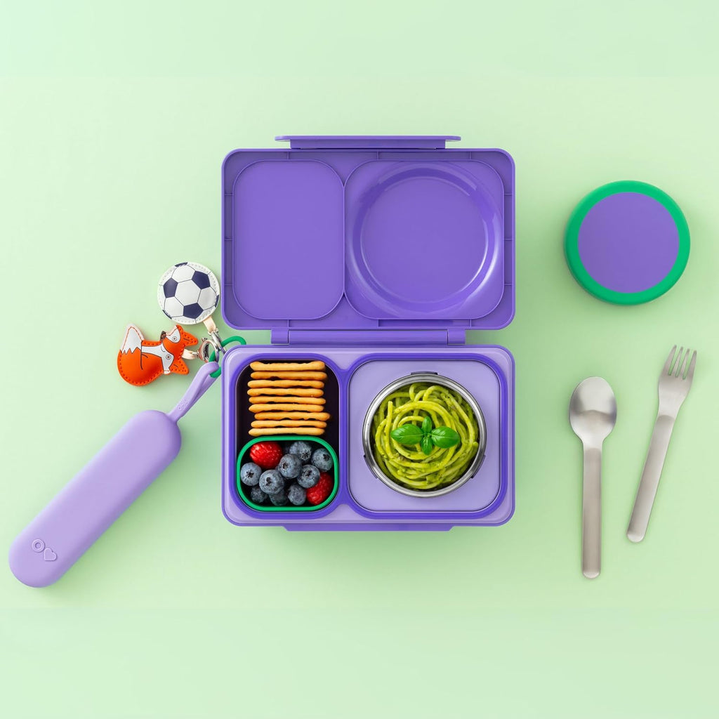 Omie OmieBox Travel Fork & Spoon Set with Case, Purple