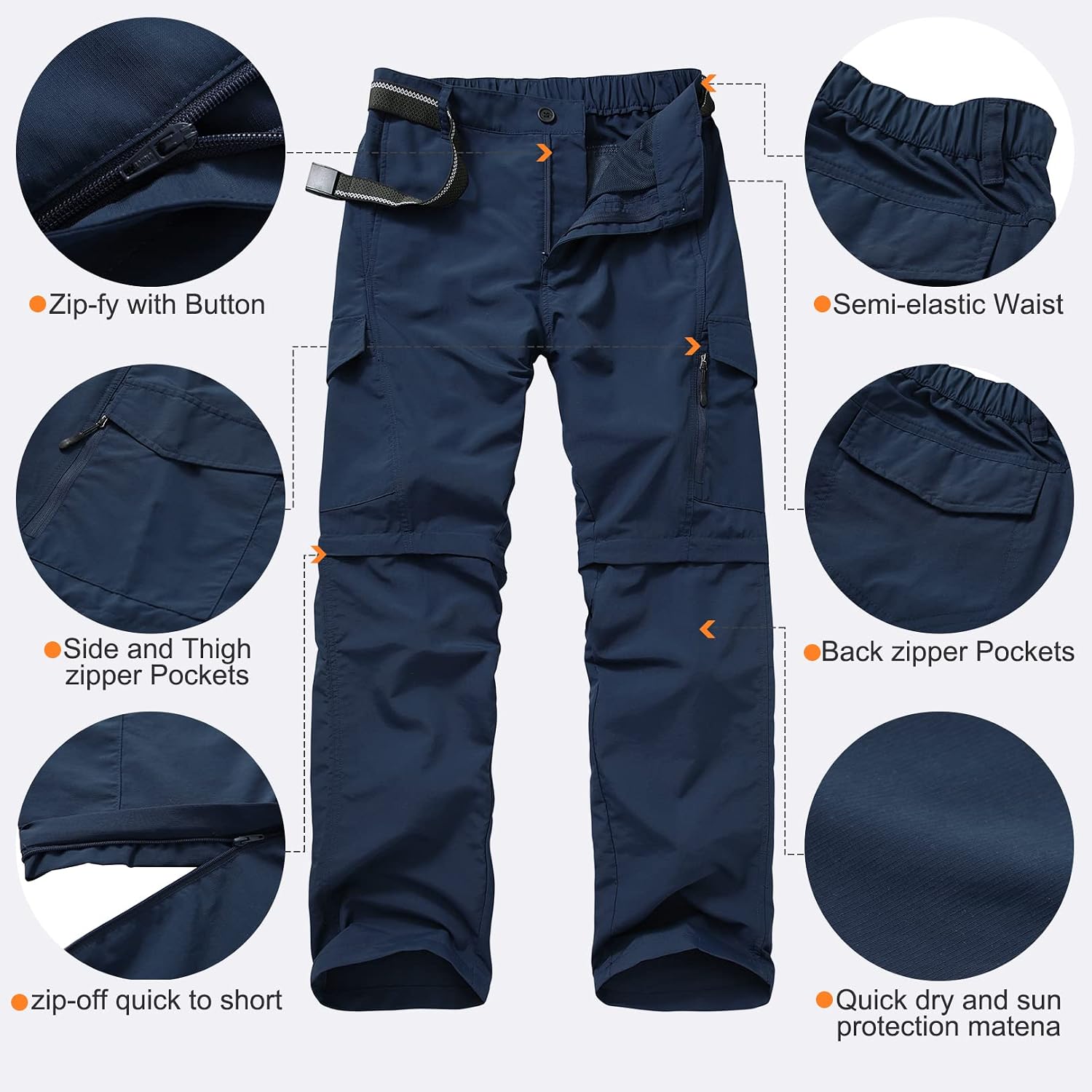 linlon Boy Scout Pants Hiking Mens Convertible Zip Off Safari Fishing
