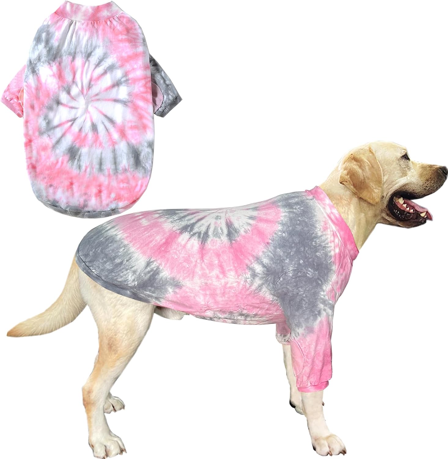 Dog Cotton Pink Tie Dye T-Shirts Soft and Stretchy Breathable Pet Shirt Pajamas Pets Clothes for Large Dogs,3XL Pink Tiedye