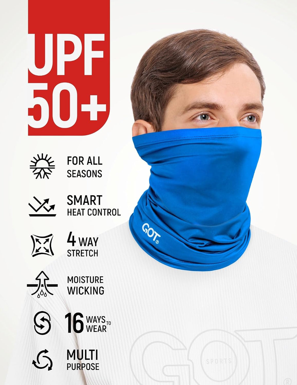 UPF 50+ Cooling Neck Gaiter - Fishing Face Mask Sun Protection Men Women