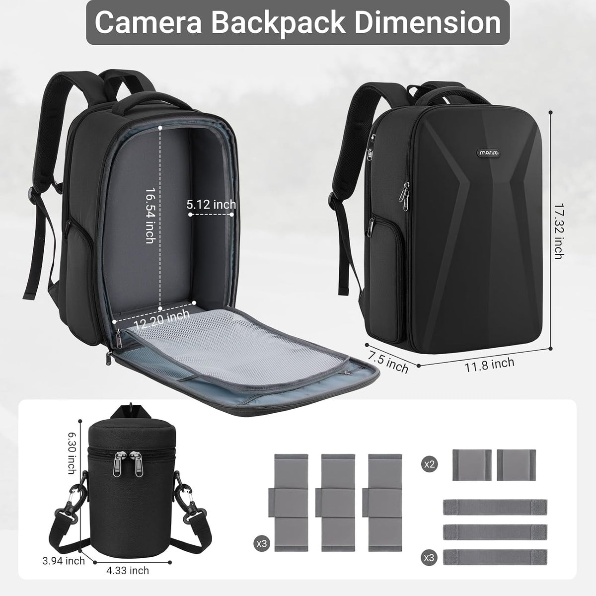 MOSISO Camera Backpack,Photography Camera Bag with Lens Pouch,Black