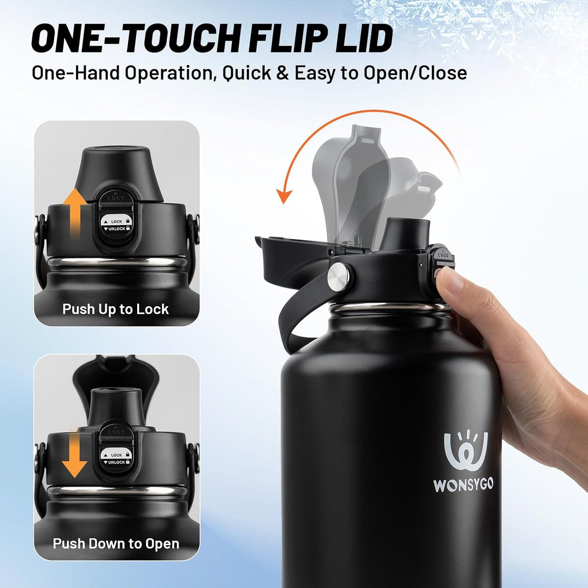 64oz Insulated Water Bottle Leak Proof with Carrier Bag for Sports