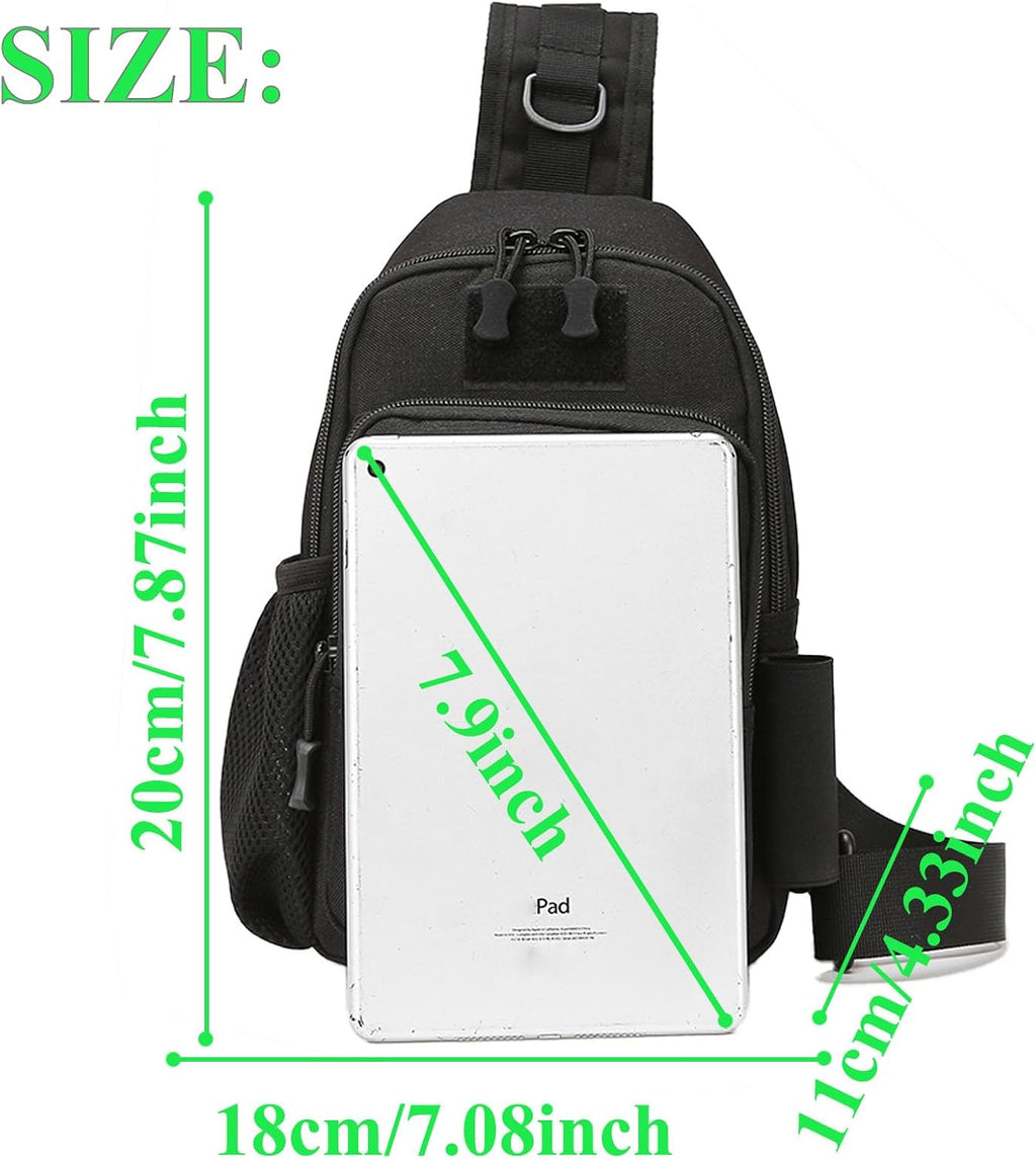 Fishing Sling Bag - Small Fishing Tackle Storage Bags with Rod Holder((Black)