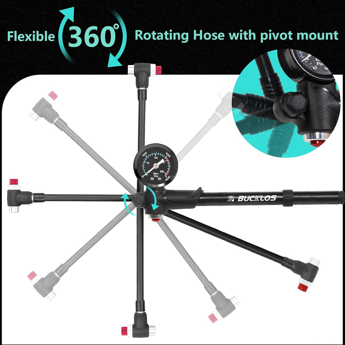 BUCKLOS Bike Shock Pump Mountain Bike High Pressure for Suspension Air Fork