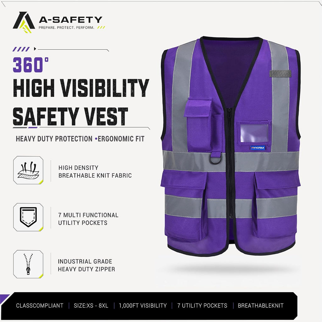 A-SAFETY High Visibility Reflective Safety Vest Customize Logo (XS-8XL)