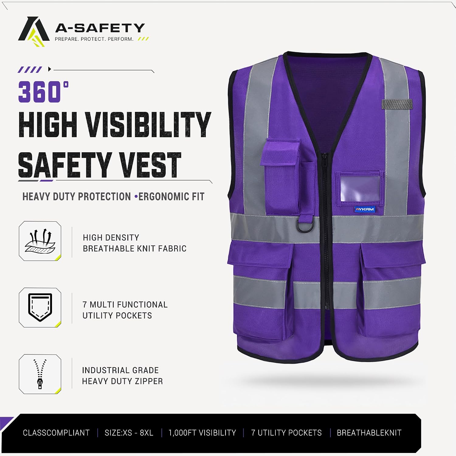 A-SAFETY High Visibility Reflective Safety Vest Customize Logo (XS-8XL)