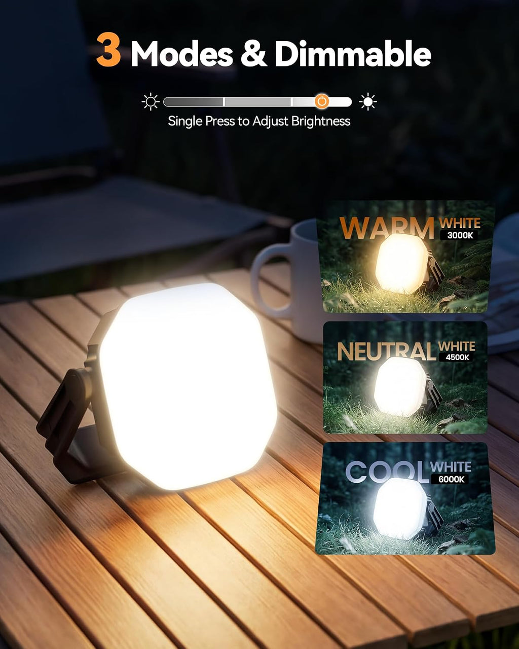 TechRise LED Solar Camping Lantern 4000LM, 6700mAh Rechargeable Tent Light
