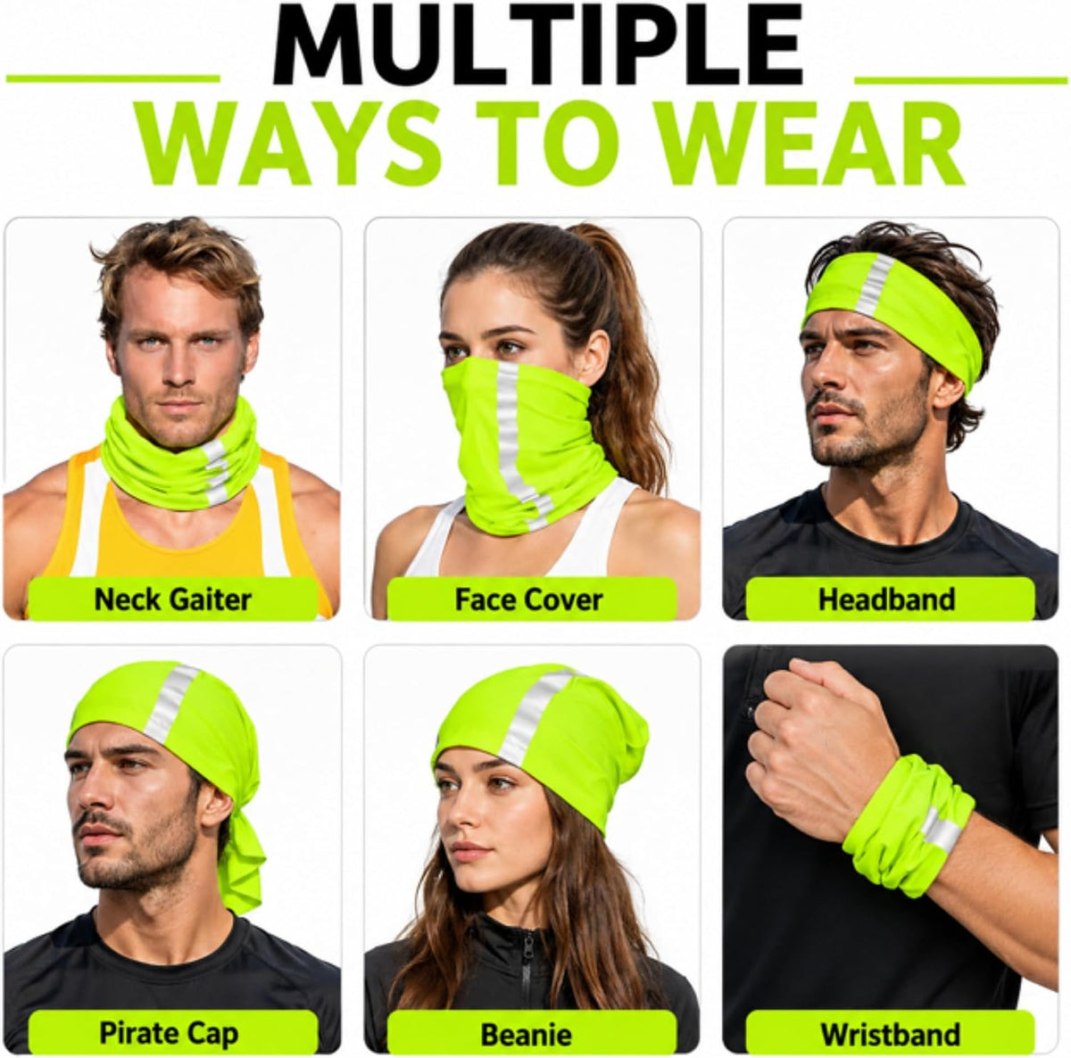 SATINIOR 8 Pack Reflective Neck Gaiters UV Protection Cooling Face Masks