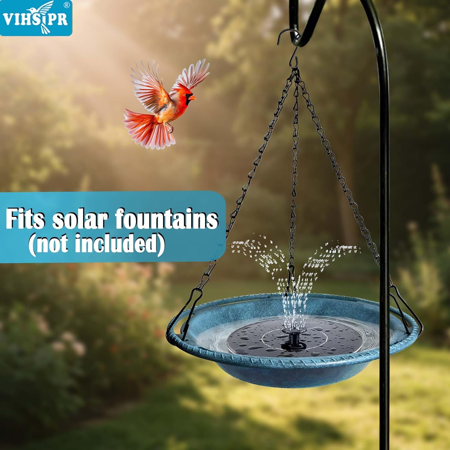 Hanging Bird Bath & Feeder Bowl, 12 in, Antique Blue