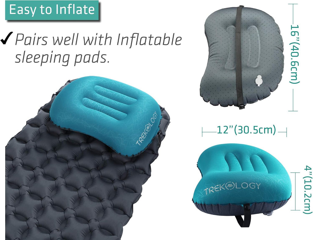 TREKOLOGY Aluft 2.0 Small Inflatable Camping Pillow for Backpacking, Travel