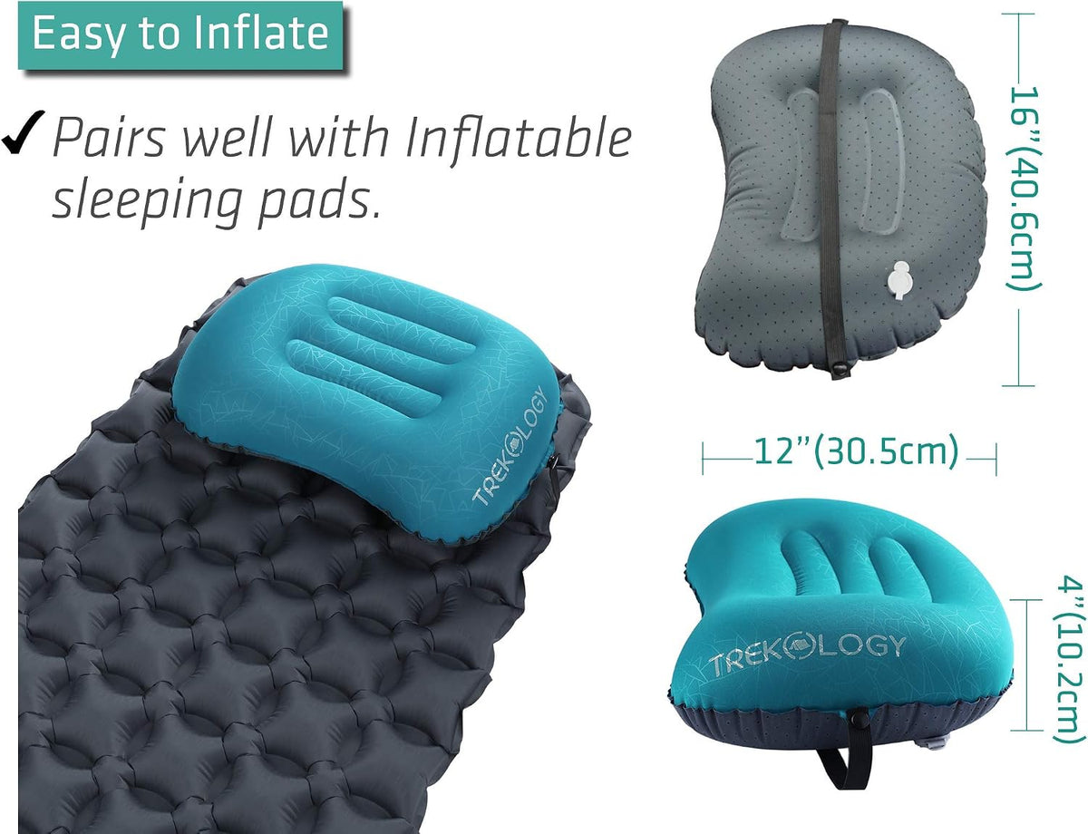 TREKOLOGY Aluft 2.0 Small Inflatable Camping Pillow for Backpacking, Travel