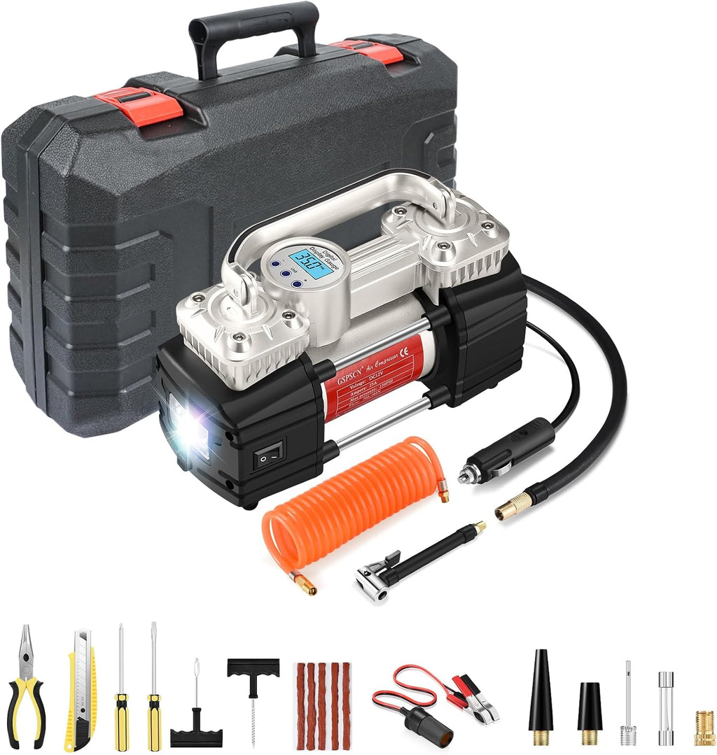 GSPSCN 12V Digital Heavy Duty Tire Inflator PortableAir Compressor Pump