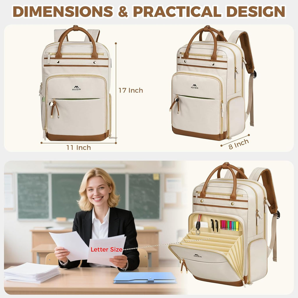 MATEIN Teacher Backpack with Lunch Compartment, 15.6 Inch Laptop Backpack
