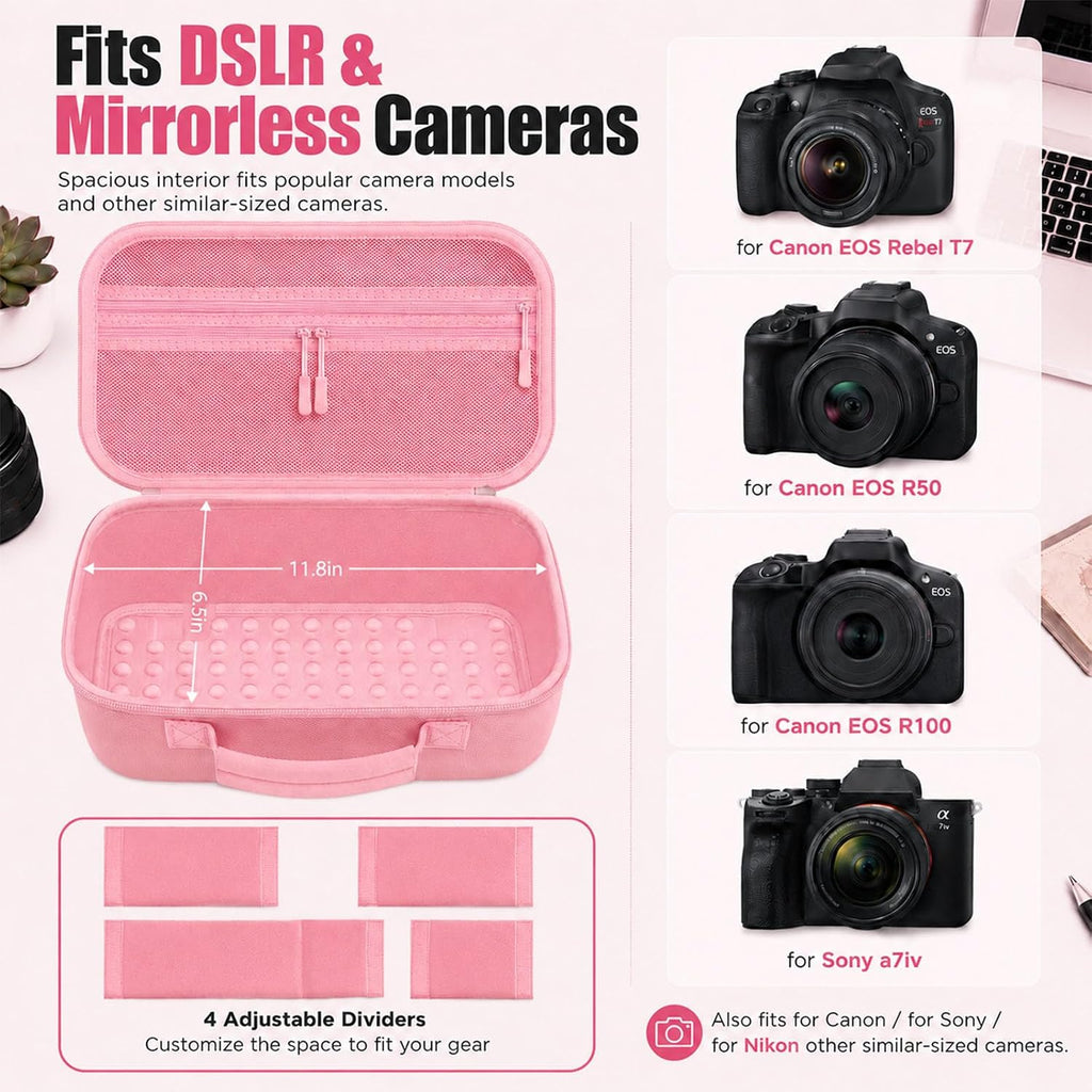 Camera Case for Canon EOS Rebel T7/R50/R100/for Sony a7iv/Mirrorless