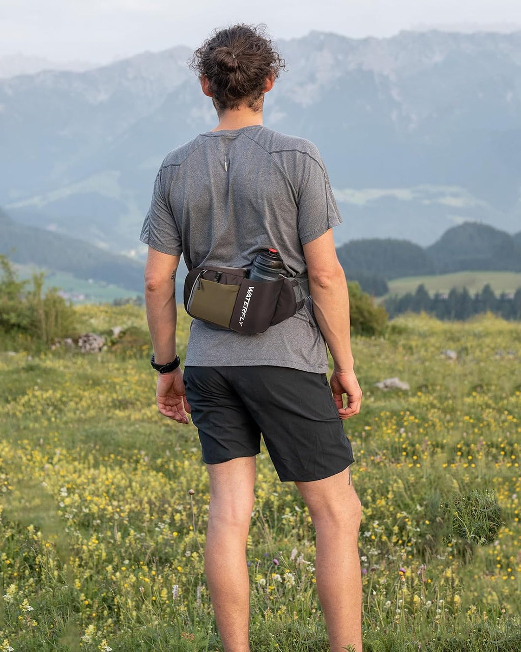 WATERFLY Water Bottle Fanny Pack, Hiking Hydration Belt for Women Men
