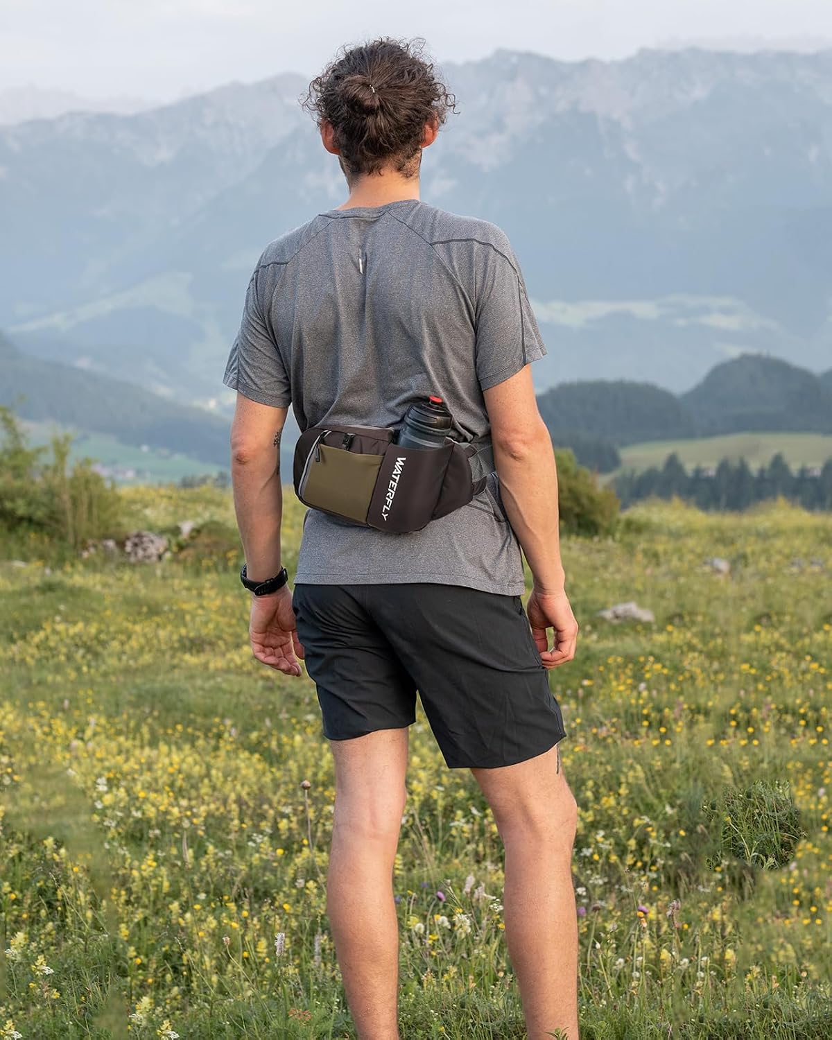 WATERFLY Water Bottle Fanny Pack, Hiking Hydration Belt for Women Men