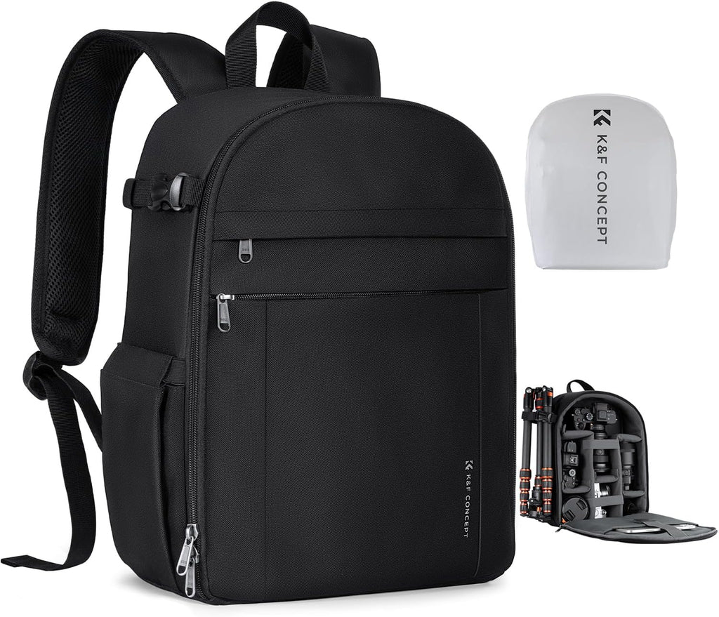 K&F CONCEPT Camera Backpack, Lightweight Camera Bag with Tripod Holder