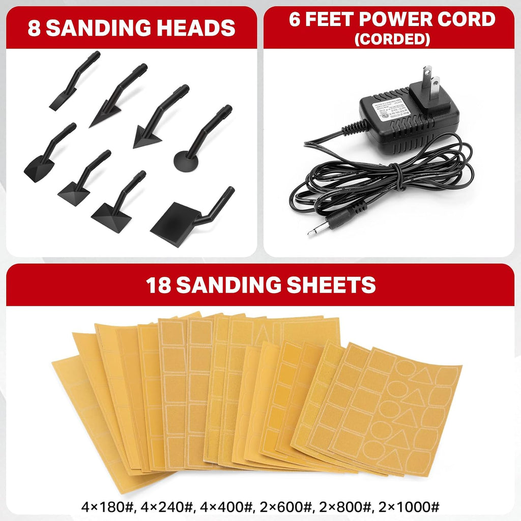SHALL Mini Pen Sander, Electric Reciprocating Sander w/ 4 Adjustable Speeds