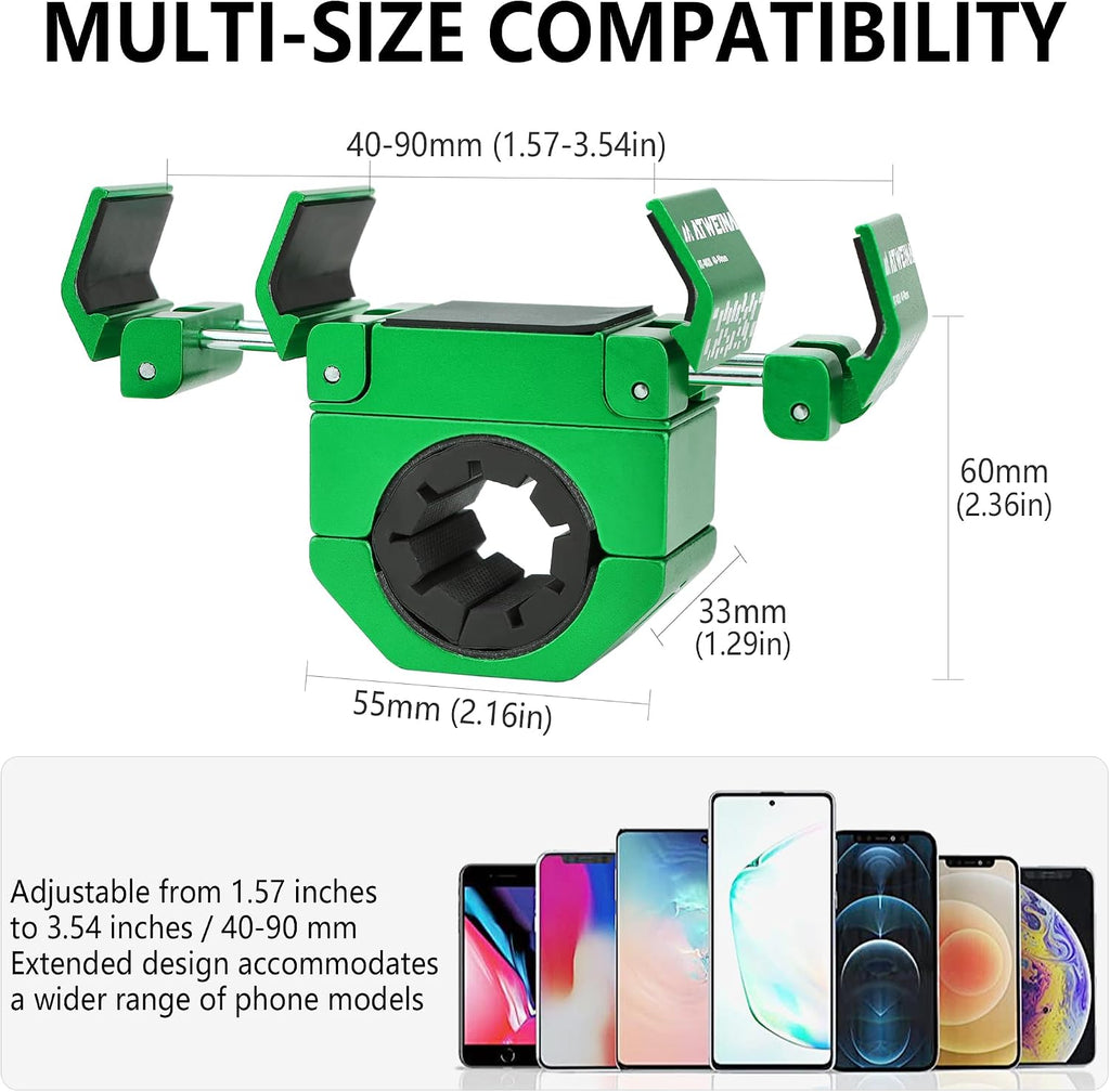 Bike Handlebar Mounts for 4.5-7.3 Phones (Green)