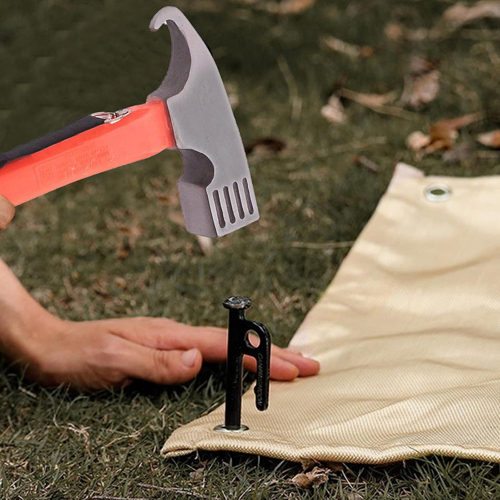 1 lb Tent Stake Hammer with Stake Puller, Steel Camping Mallet