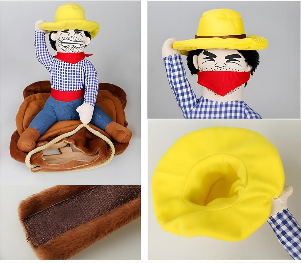 NACOCO Cowboy Rider Dog Costume for Dogs Clothes Knight Style with Doll and Hat for Halloween Day Pet Costume (S)