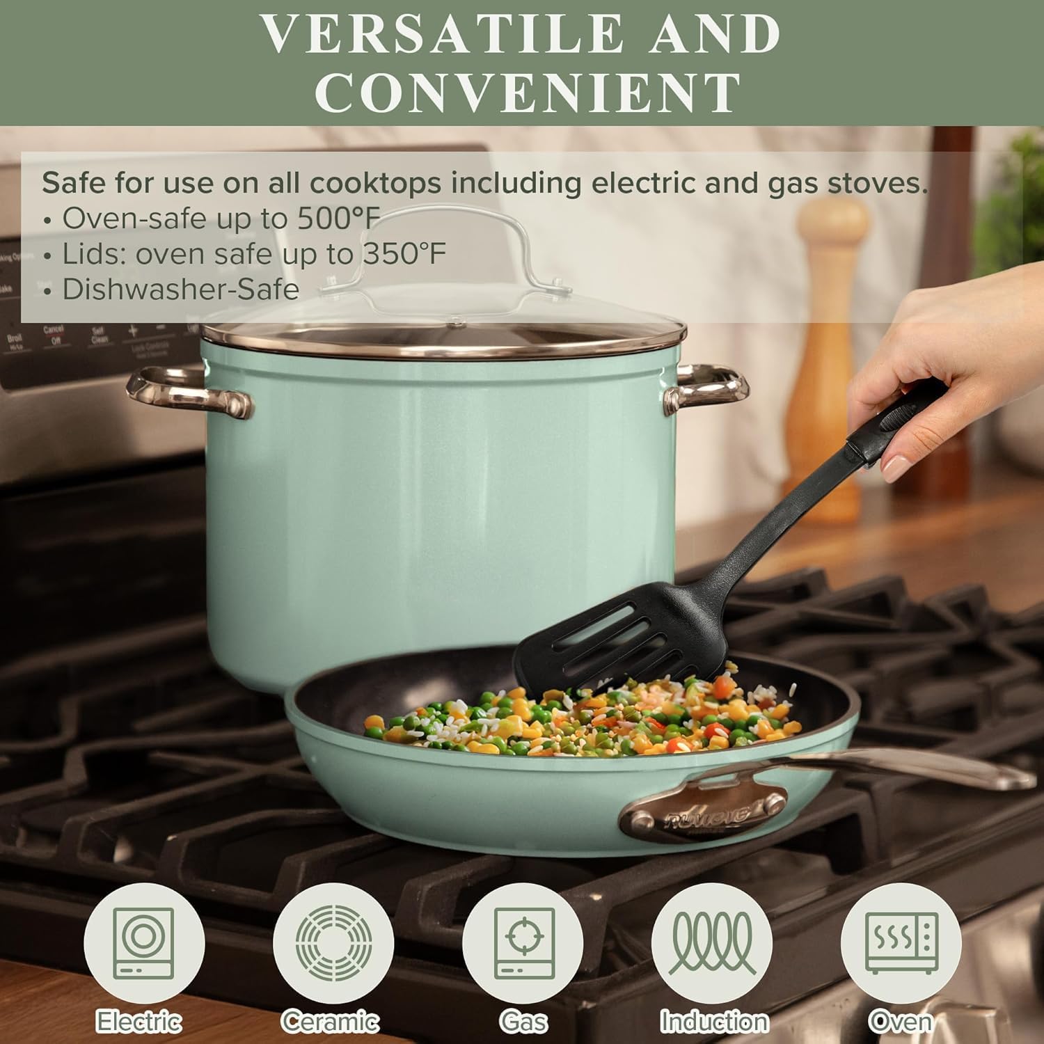 Nuwave Healthy Duralon Blue Ceramic Nonstick Cookware Set, PFAS Free