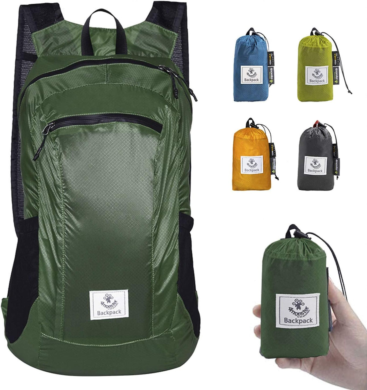 4Monster Hiking Daypack,Water Resistant Lightweight Packable Backpack for Travel Camping Outdoor