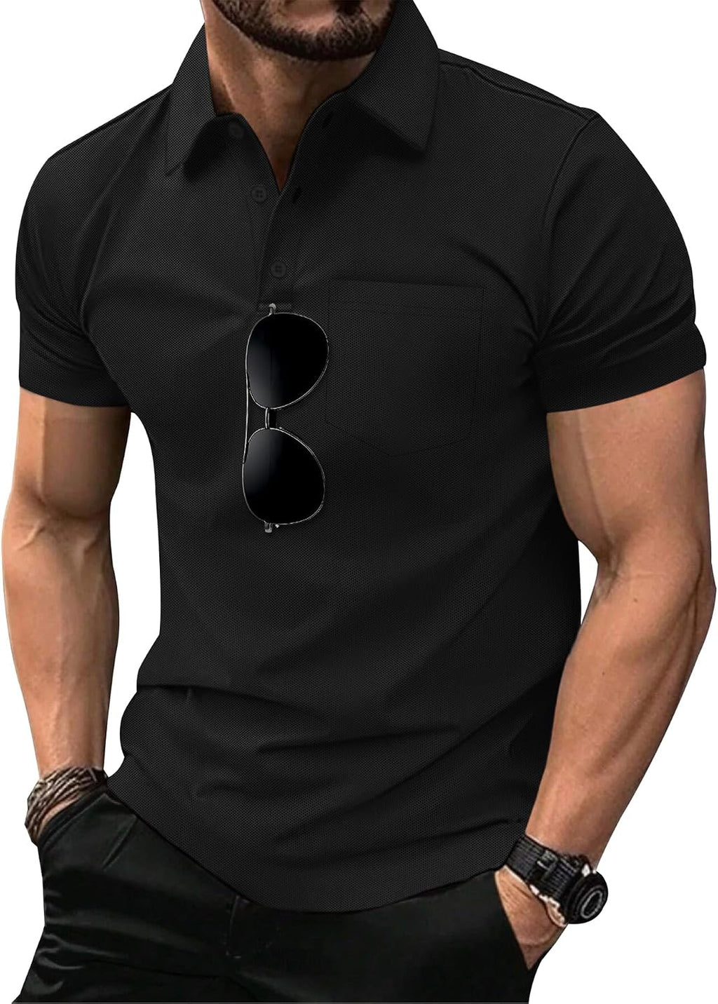 SCODI 5 Pack Mens Pocket Polo Shirts Short Sleeve Golf Casual Work T-Shirt