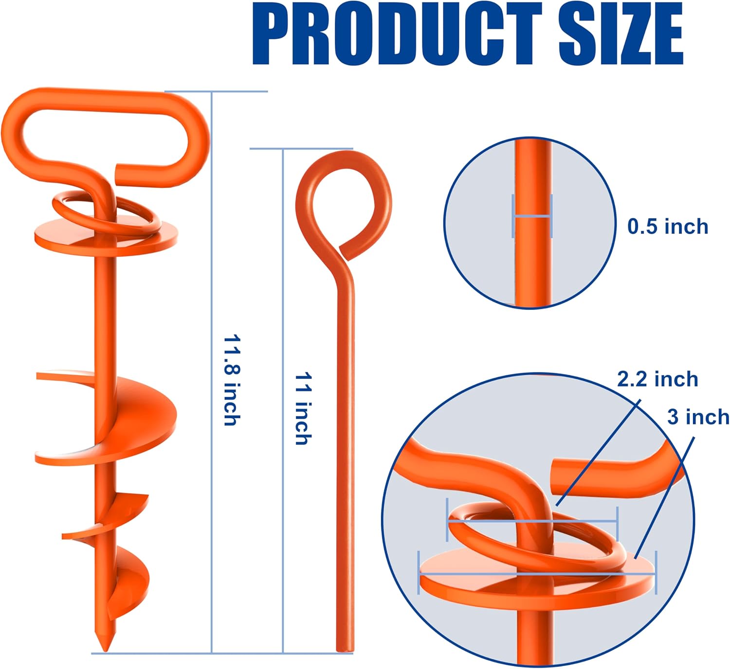 Eurmax USA Heavy Duty Dog Tie Out Stake, No-Tangle In Ground Anchor Runner for Large Dogs up to 210 Lbs - Perfect for Yard, Beach and Camping (Orange)