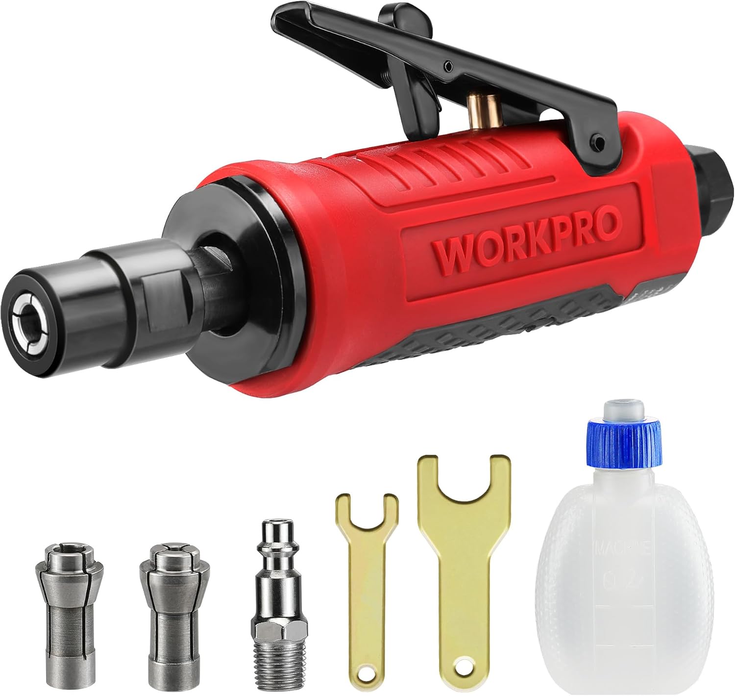 WORKPRO Air Angle Die Grinder, 20000 RPM, 1/4" & 1/8" Collets