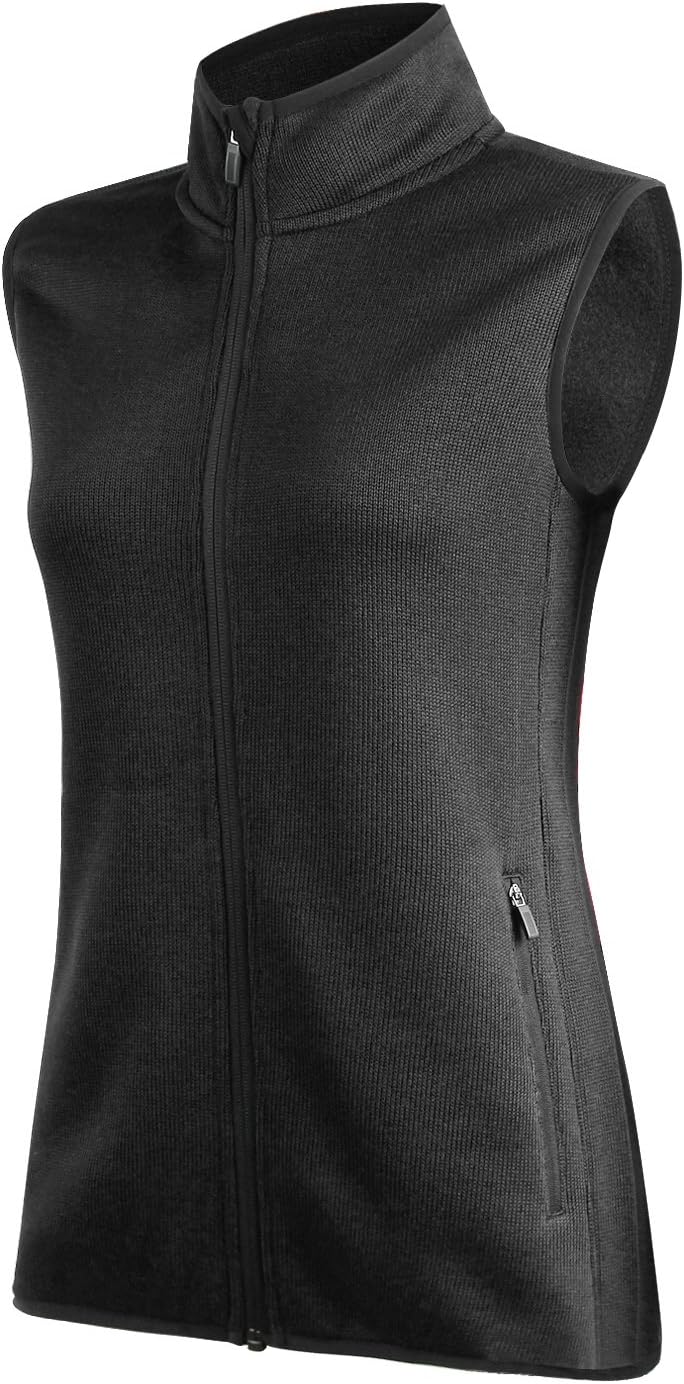 Zip Up Womens Vest with Zipper Pockets Sweater Fleece Vest