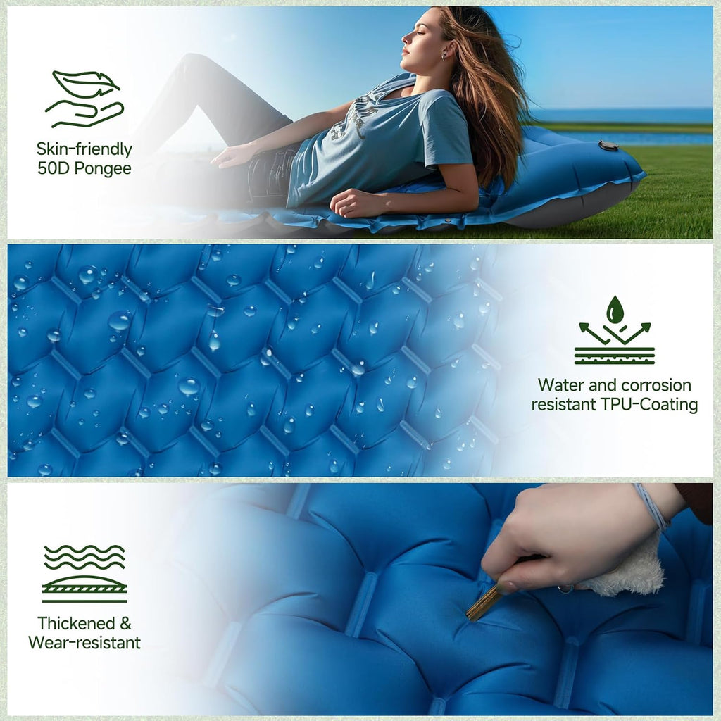 Camping Sleeping Pad 4" Extra Thick Ultralight Inflatable Sleeping Pad