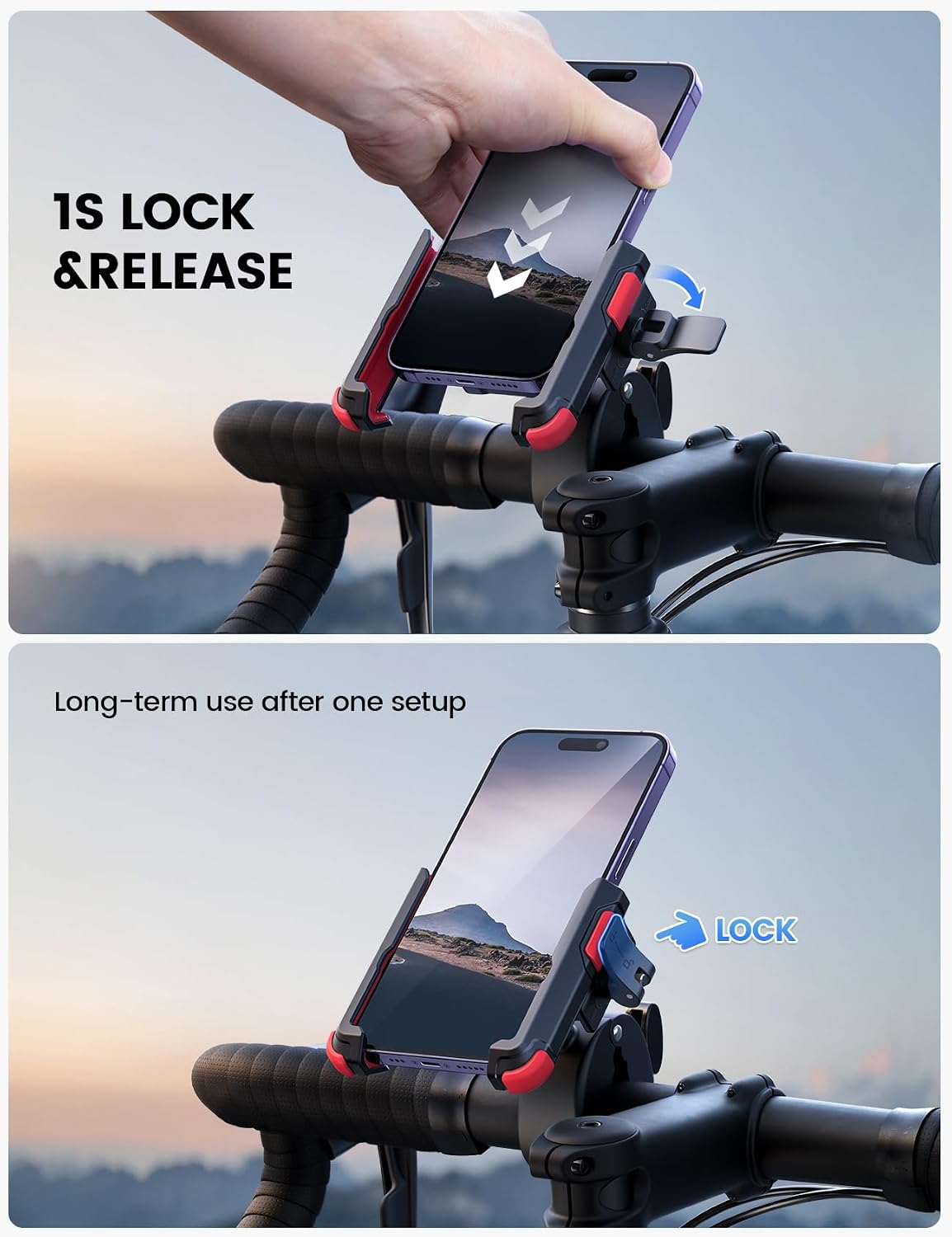Lamicall Motorcycle Bike Phone Mount, 1s Lock Bike Phone Holder