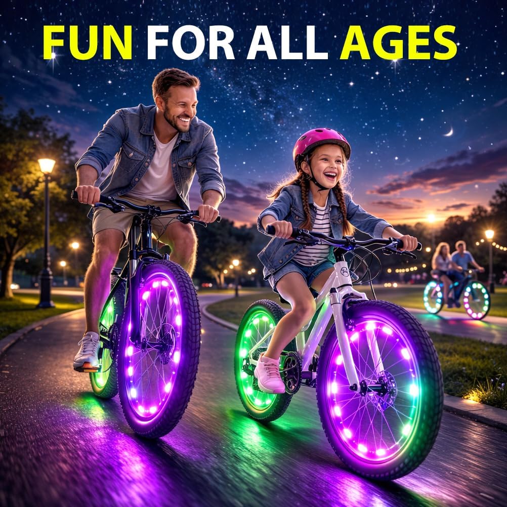 BLITZU Bike Wheel Lights 2-Pack, 7 Color Bicycle Spoke LED for Night Riding