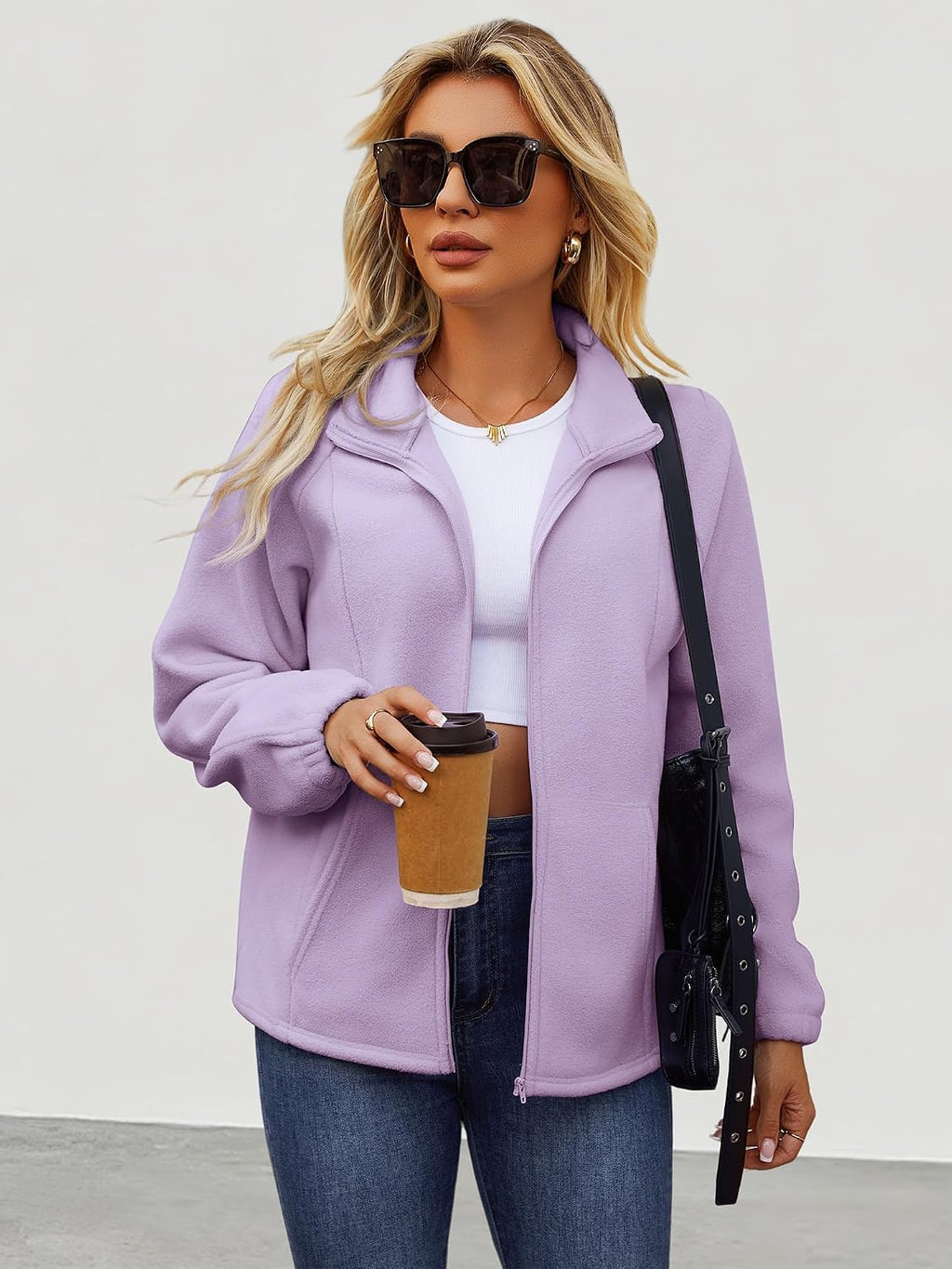UEAL Womens Zip Up Fleece Jacket