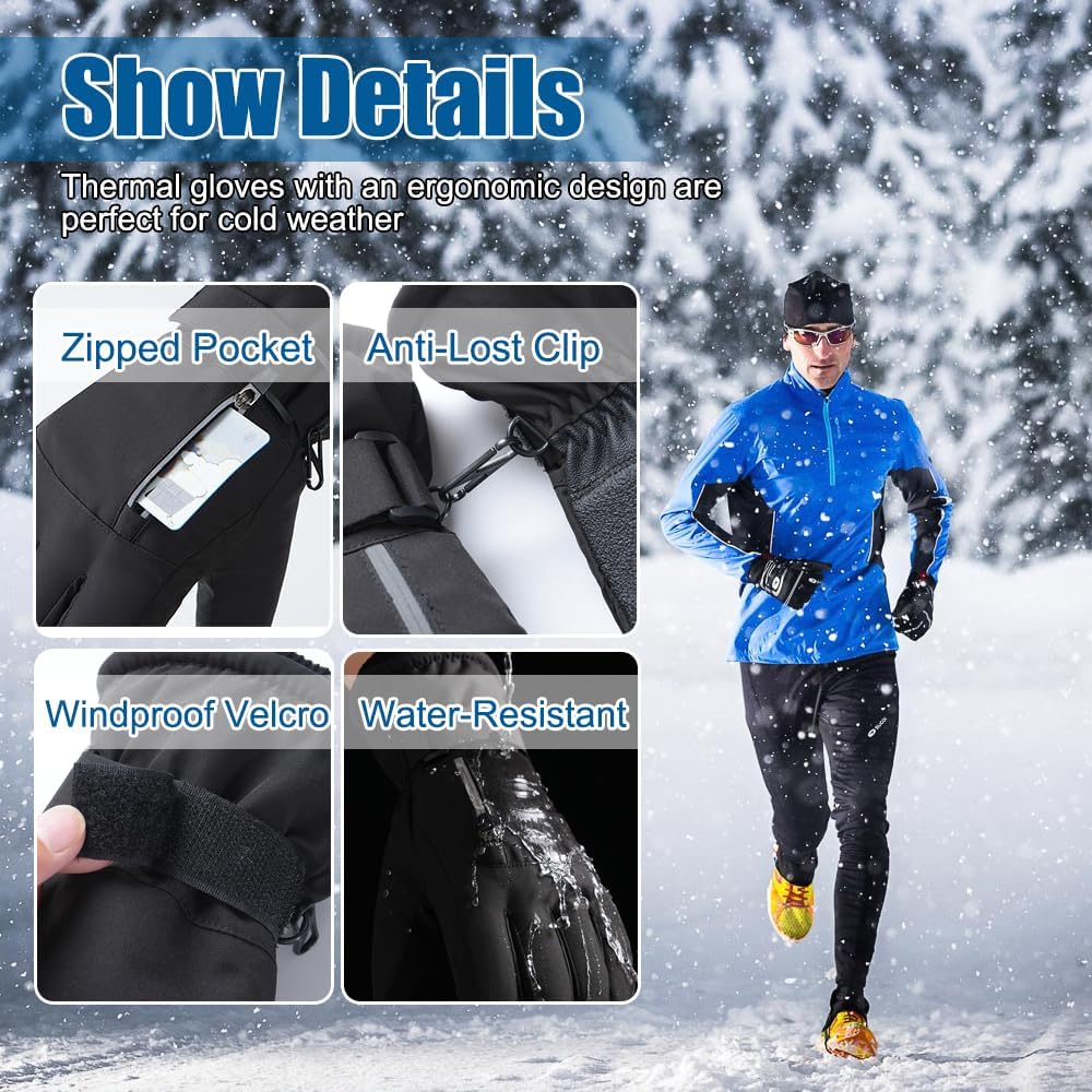 Winter Gloves for Men Women -30℉ Cold Weather Gloves Warm Waterproof Gloves Skiing Snow Glove Thermal Gloves