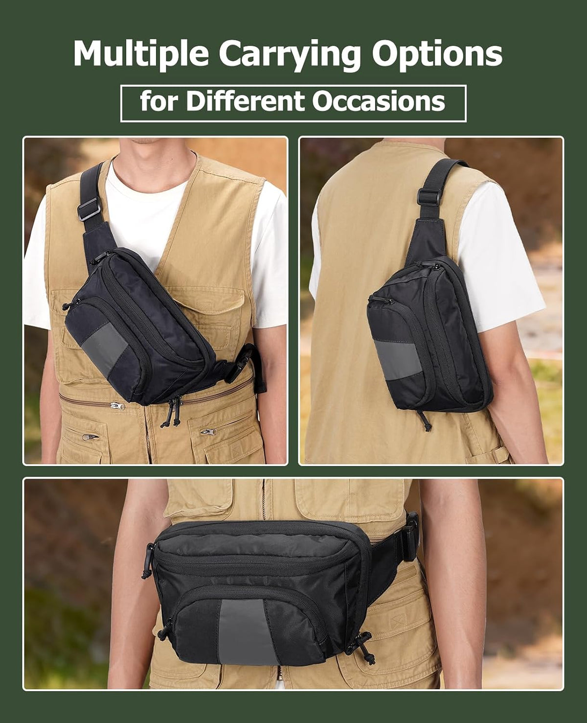 NOOLA Fanny Pack for Men Women with Extender Strap, Crossbody Waist Bag