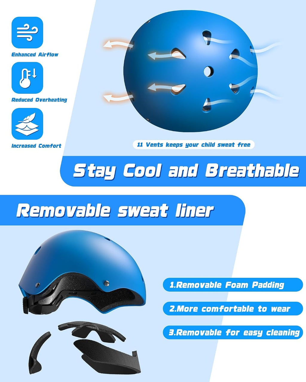 Kids Bike Helmet Set, Adjustable Helmet for Ages 2-3-5-8-14 Year Boys Girls, Toddler Pad Set with Knee and Elbow Pads for Bike, Roller, Skating, Scooter, Longboard and More Sports, 6 Color