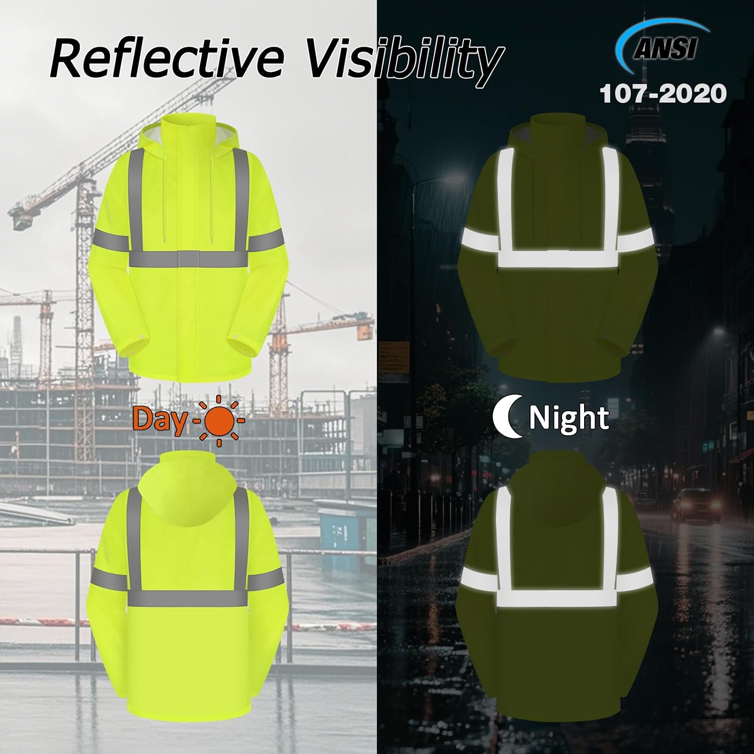 High Visibility Rain Suit, High Vis Rain Coat, Yellow, 4XL-5XL