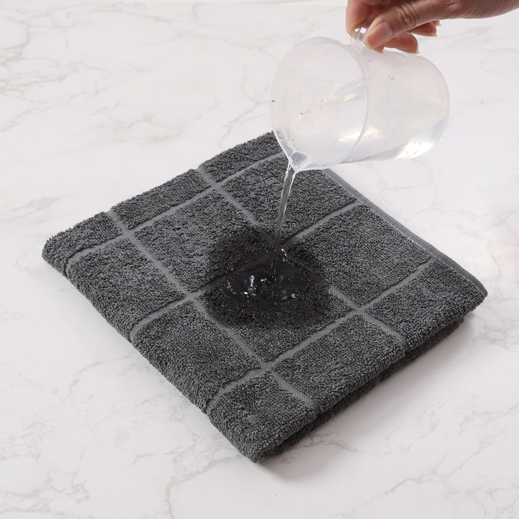 Glynniss Kitchen Towels Pack of 6, Dish Towles for Kitchen Drying, Cotton Kitchen Hand Towels (Grey, 15x25 inches - 6pcs)