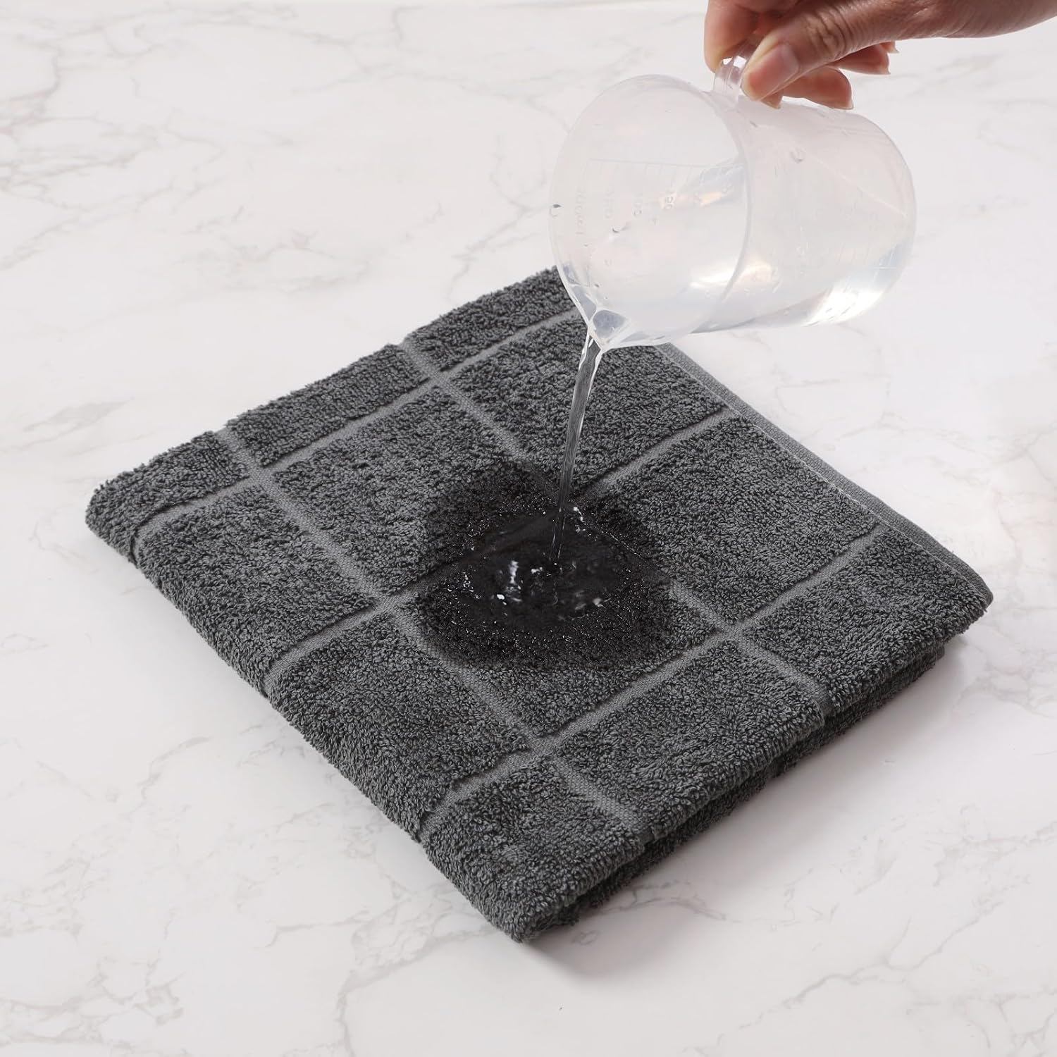 Glynniss Kitchen Towels Pack of 6, Dish Towles for Kitchen Drying, Cotton Kitchen Hand Towels (Grey, 15x25 inches - 6pcs)