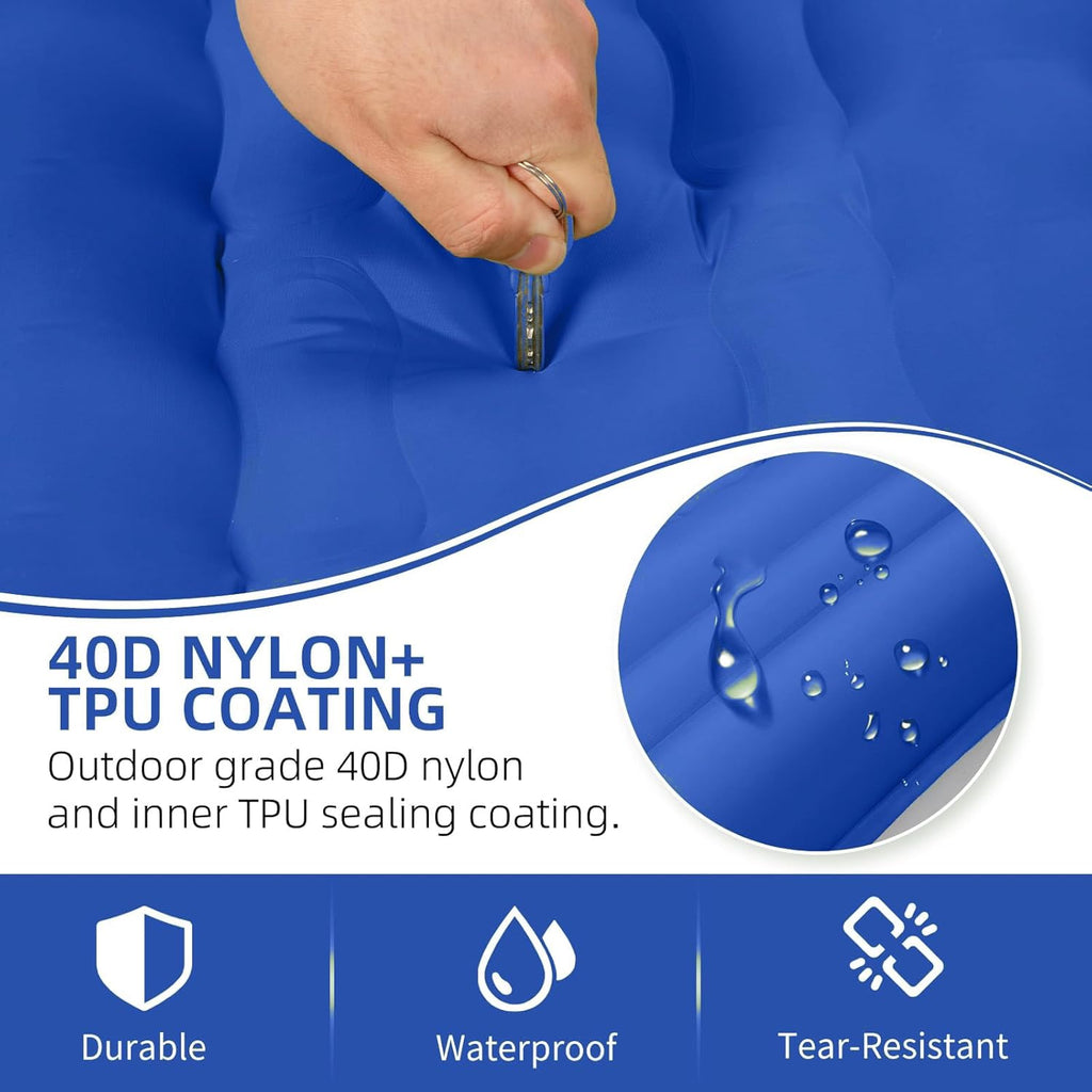 FNARMW Extra Thick Camping Sleeping Pad with Built-in Pillow & Foot Pump