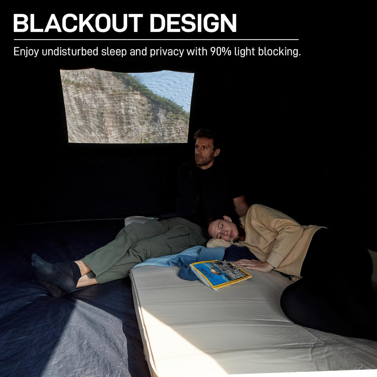 EVER ADVANCED Blackout 6 Person Camping Tent, Instant Cabin Tent for Family with Vestibule and Large Mesh Windows, 60s Easy Setup, Double Layer, Water-Resistant