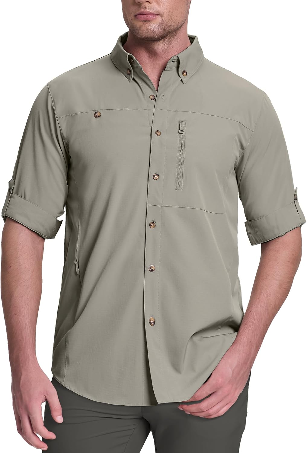 33,000ft Men's UPF 50+ UV Protection Long Sleeve Hiking Shirts Breathable Quick Dry Fishing Shirts for Safari, Outdoor