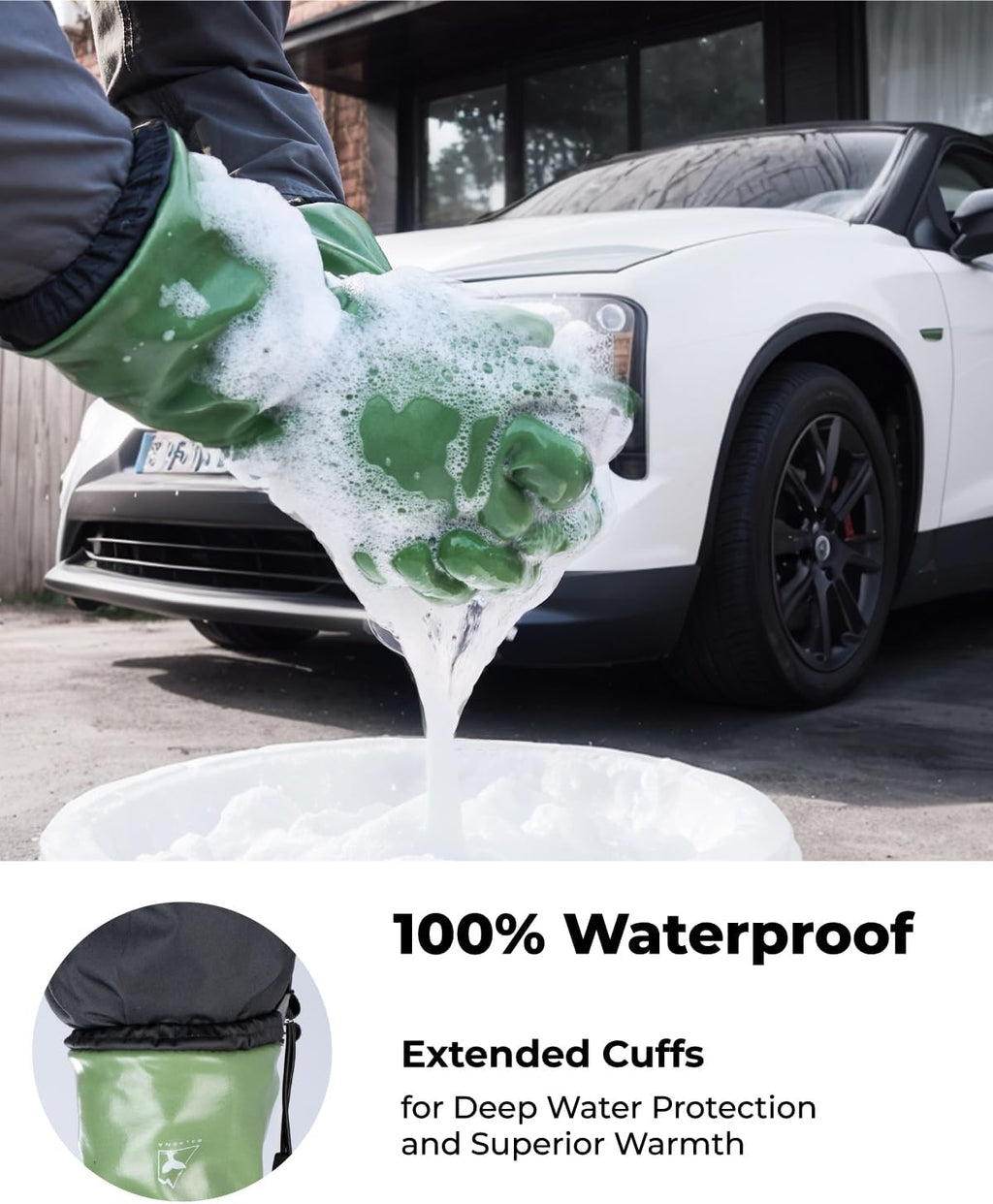toolant 100% Waterproof Winter Work Gloves with Grip, Fleece Lined