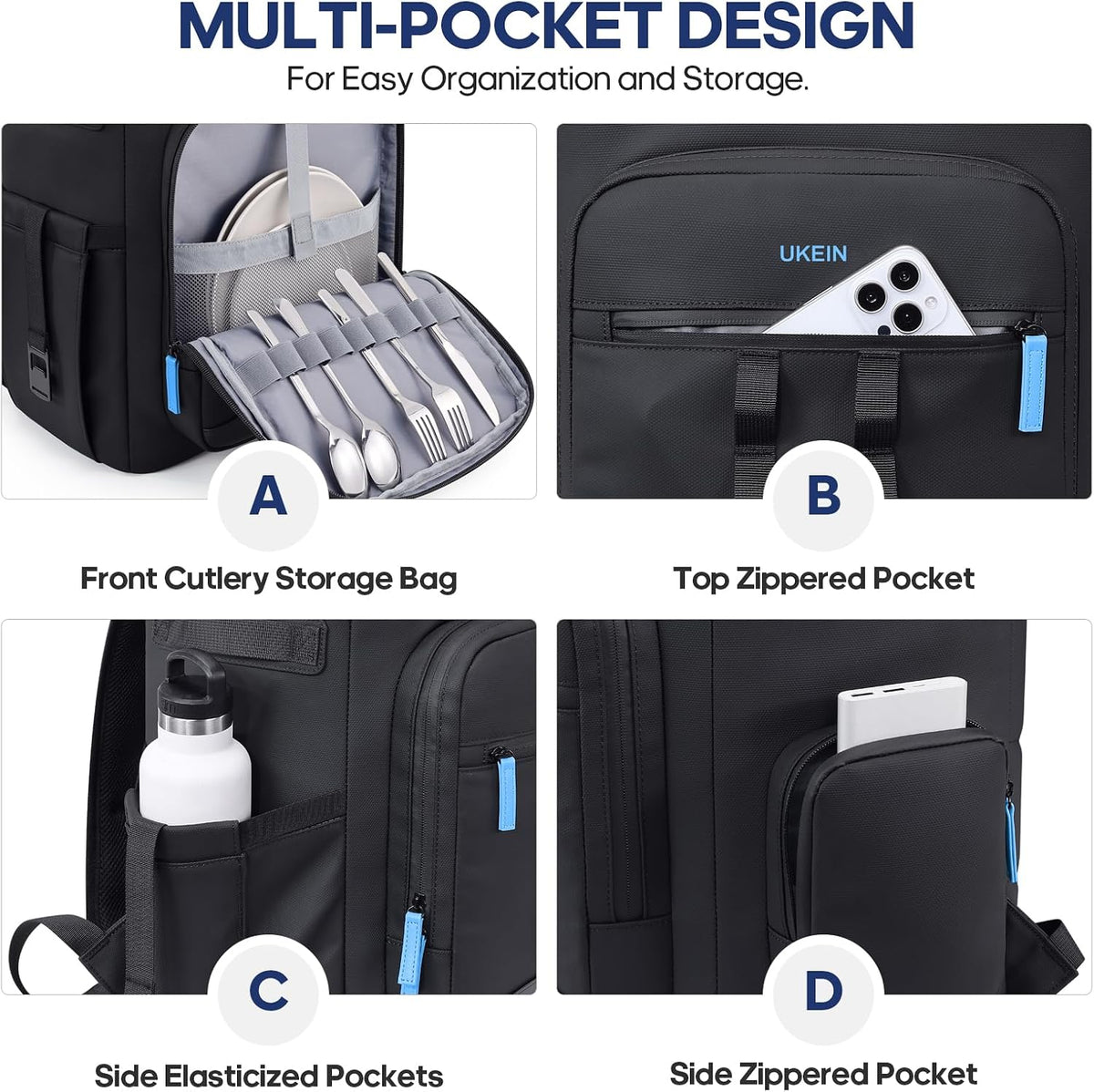 Backpack Cooler Insulated Leakproof 50Cans Lunch Ice Chest Bag Double Deck