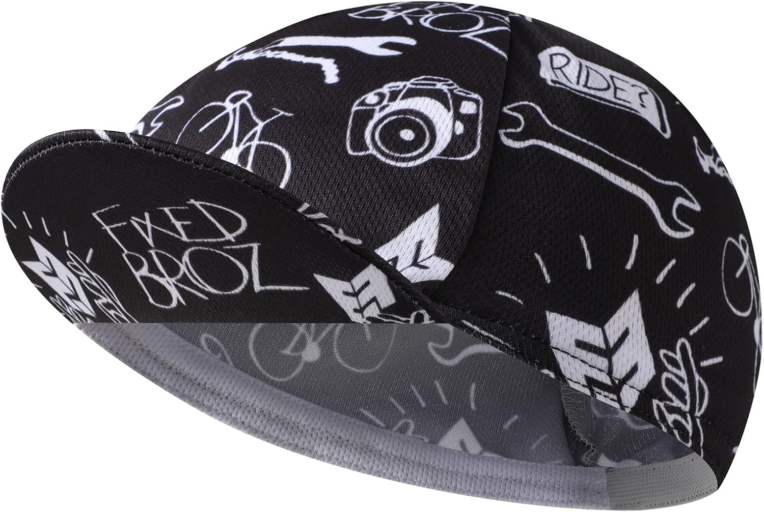 Black Cycling Cap - Polyester Funny Cycling Hat-Under Helmet - Cycling Helmet Liner Breathable&Sweat Uptake