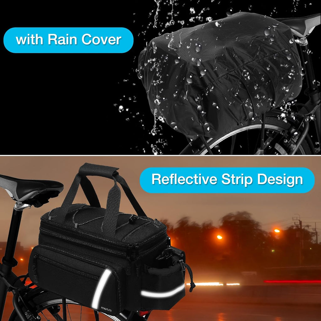 MOSISO Bike Rack Bag with Rain Cover, Bike Trunk Cooler Handag,Black