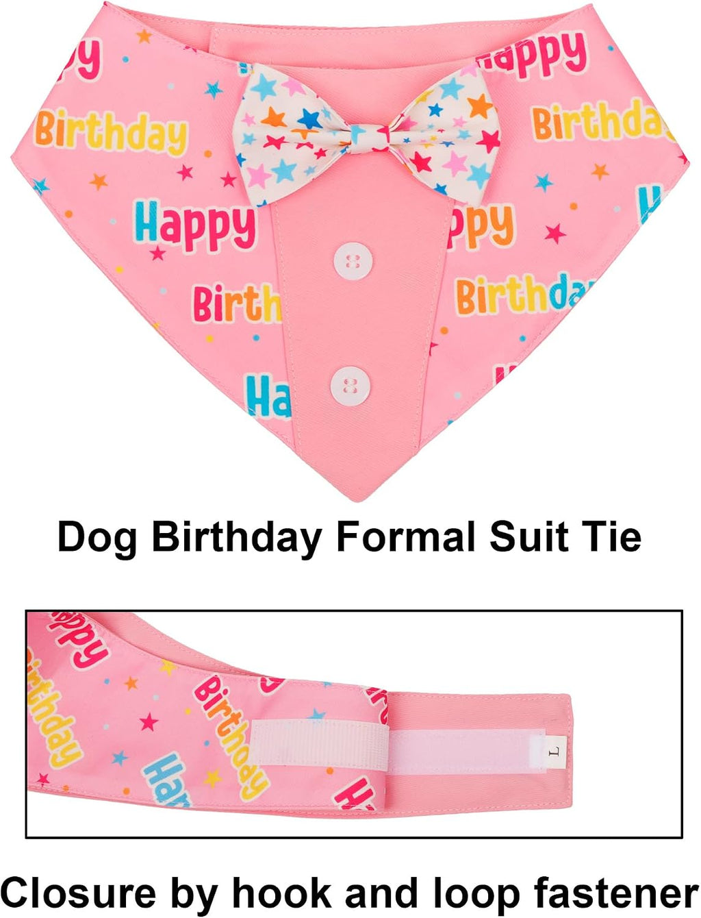 PTDECOR Birthday Dog Tuxedo, Pink Dog Collar Costumes with Bowtie, M